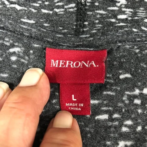 4/$15 Waterfall Cardigan Women Large Black Heather T Shirt Knit Waterfall Jacket - Picture 4 of 16